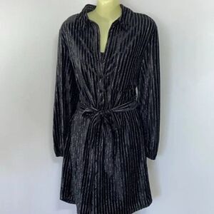 House of Harlow 1960 Black Metallic Wrap Duster& Black Full Length Slip …